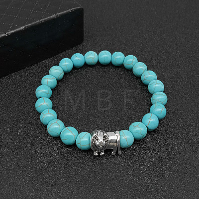 Synthetic Turquoise Stretch Bracelets for Women Men IS4293-8-1