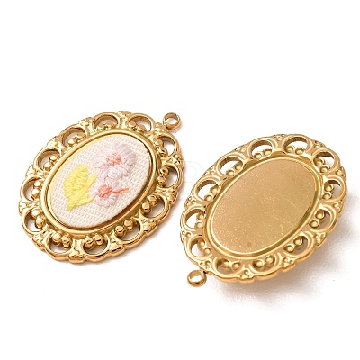 304 Stainless Steel & Cloth Embroidered Pendants FB-CBAFBAF-13G-01-1