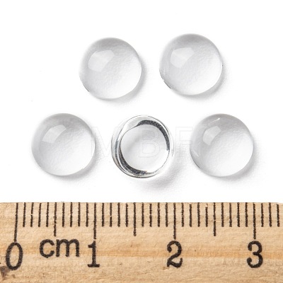 Transparent Half Round Glass Cabochons X-GGLA-R027-8mm-1