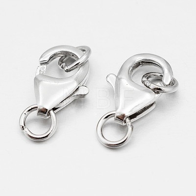 Anti-Tarnish Rhodium Plated 925 Sterling Silver Lobster Claw Clasps STER-O015-C-04-1