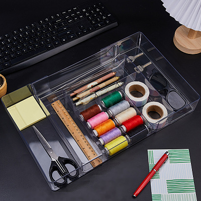 8 Grids Acrylic Storage Drawer Boxes without Lid CON-WH0095-182-1