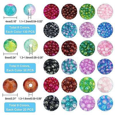   1600Pcs 24 Style Spray Painted Crackle Glass Beads Strands CCG-PH0001-05-1