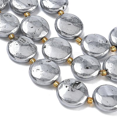 Electroplated Natural Druzy Geode Crystal Beads Strands G-G459-04K-1