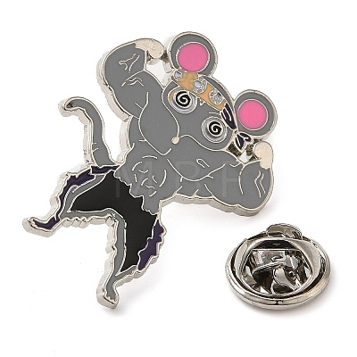 Fitness Mouse Alloy Enamel Pins Brooches JEWB-U009-01A-1