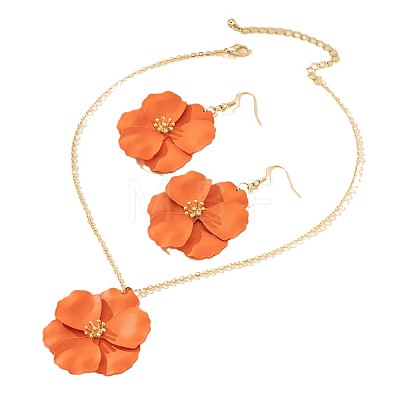Flower Alloy Enamel Pendant Necklace & Dangle Earring FS-WG56F9D-02-1