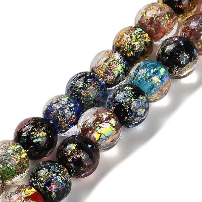 Handmade Dichroic Foil Glass Beads Strands DICH-U001-02A-1