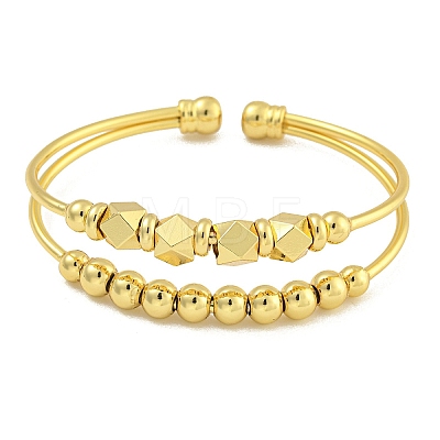 Rack Plating Brass Bangles Double Layer Cuff Bangles for Women BJEW-B106-08G-1