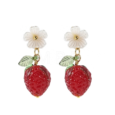 Handmade Lampwork & Acrylic Stud Dangle Earrings EJEW-JE07216-1