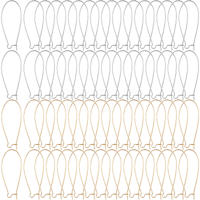 200Pcs 2 Colors Brass Hoop Earrings Findings Kidney Ear Wires KK-SP0001-30-1