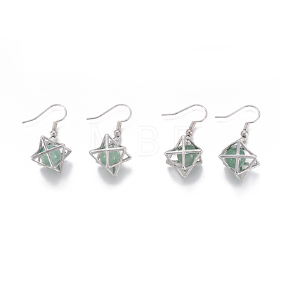 Natural Mixed Gemstone Dangle Earrings EJEW-K080-A-1