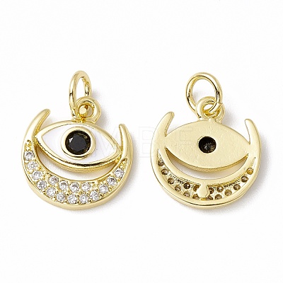 Rack Plating Brass Micro Pave Clear Cubic Zirconia Charms ZIRC-C041-25G-1