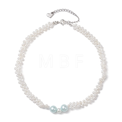 Shell Pearl Bead Beaded Necklaces NJEW-JN04946-1