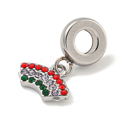 304 Stainless Steel Colorful Rhinestone European Dangle Charms STAS-U005-42P-1