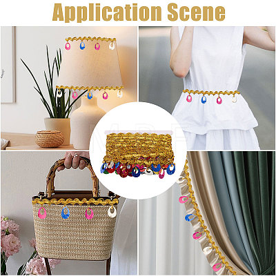 Polyester Metallic Thread & Sequins & Alloy Lace Tassel Ribbon OCOR-WH0105-236-1