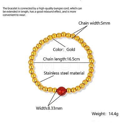 304 Stainless Steel Round Beaded Bracelets for Women JZ6753-2-1