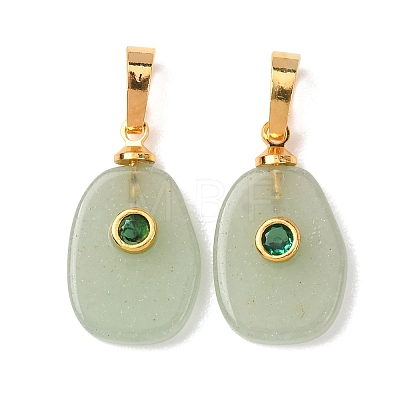 Natural Green Aventurine Pendants G-P628-02G-02-1