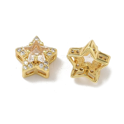 Brass Micro Pave Cubic Zirconia Slide Charms KK-D226-02G-08-1
