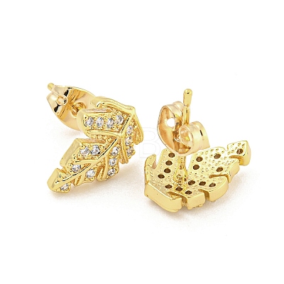 Brass Micro Pave Cubic Zirconia Ear Studs EJEW-P261-28B-G-1