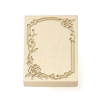 Rectangle Flower Frame Brass Stamp Heads AJEW-M037-04G-04-1