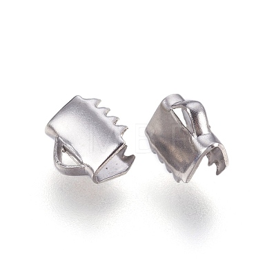 Tarnish Resistant 304 Stainless Steel Ribbon Crimp Ends LS-STAS-I097-091P-1