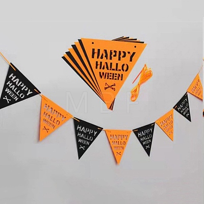 8Pcs Triangle with Word Happy Halloween Felt Ornaments DIY-B054-04-1