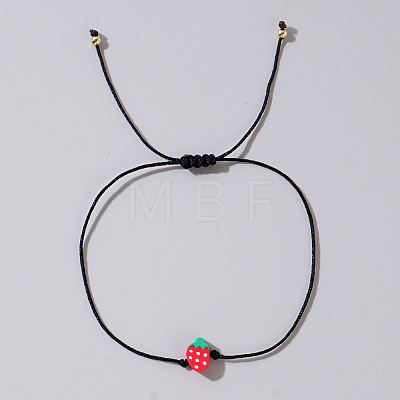 Fruit Strawberry Polymer Clay Braided Bead Bracelets LP5577-7-1