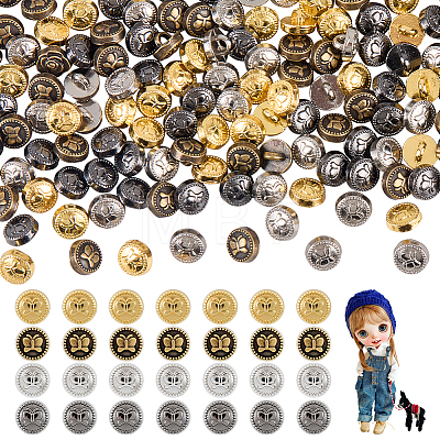 320Pcs 4 Colors Alloy Shank Buttons BUTT-FG0001-62-1
