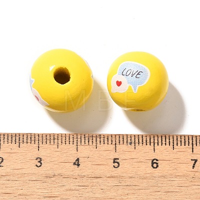 Valentine's Day Element Printed Wood Beads WOOD-R002-01-24-1