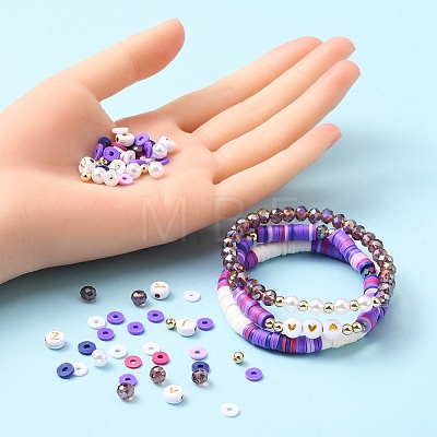 DIY Letter & Imitation Pearl & Heishi Beads Bracelet Making Kit DIY-YW0005-23D-1