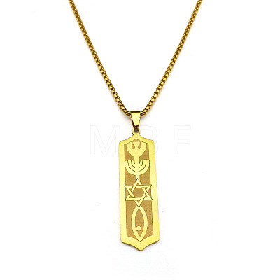 304 Stainless Steel Star of David Fish Pendant Box Chain Necklaces FS-WG4A3EC-02-1