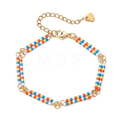 Glass Seed Beads Link Bracelets BJEW-MZ00148-01-1