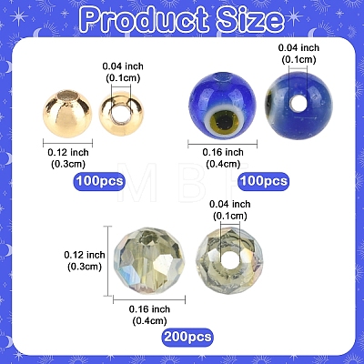 100Pcs Handmade Evil Eye Lampwork Round Bead Strands LAMP-YW0001-75-1