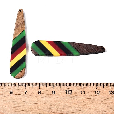 Jamaican Colour Epoxy Resin & Walnut Wood Pendants RESI-N039-122G-1