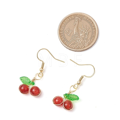 Copper Wired Natural Carnelian Dangle Earrings EJEW-JE06298-01-1