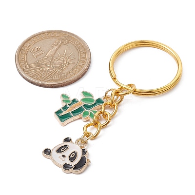 Panda & Bamboo Alloy Enamel Pendant Keychains KEYC-JKC00629-02-1