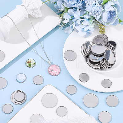 60Pcs 3 Styles 304 Stainless Steel Plain Edge Bezel Cups STAS-SC0021-46-1