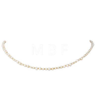 Rondelle Natural Pearl with Glass Seed Beaded Necklaces for Women NJEW-JN05776-1