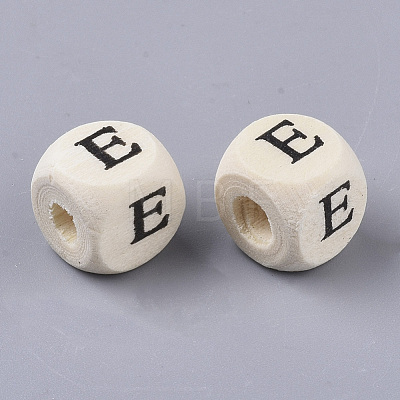 Printed Natural Wood Beads X-WOOD-T026-001E-1