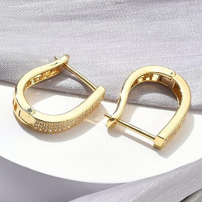 Brass Micro Pave Clear Cubic Zirconia Hoop Earrings EJEW-C182-07D-G-1