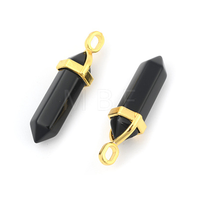 Natural Black Obsidian Bullet Double Terminated Pointed Pendants X-G-G902-B25-1