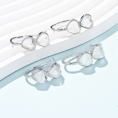 Valentine's Day Heart Natural Quartz Crystal Stud Earrings EJEW-T053-01P-08-1