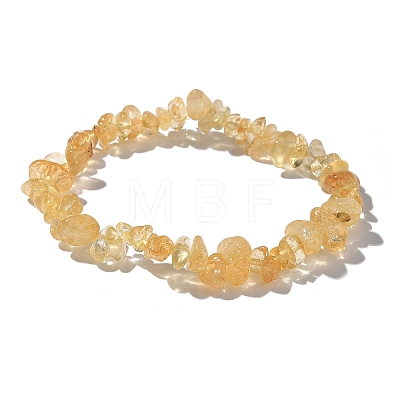 Chips Natural Citrine(Dyed & Heated) Beaded Stretch Bracelets BJEW-JB01826-08-1