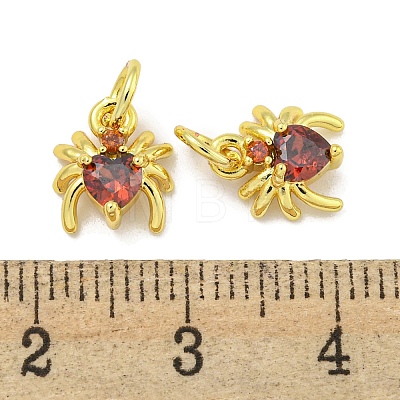 Rack Plating Brass Micro Pave Cubic Zirconia Spider Charms ZIRC-I065-02C-1