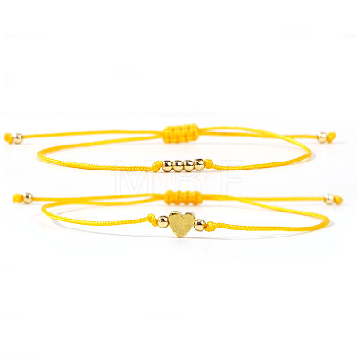 2Pcs 2 Styles Bohemian Brass Beads Braided Bead Bracelets BT1454-3-1