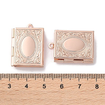 Rack Plating Brass Locket Pendants KK-F090-04RG-1