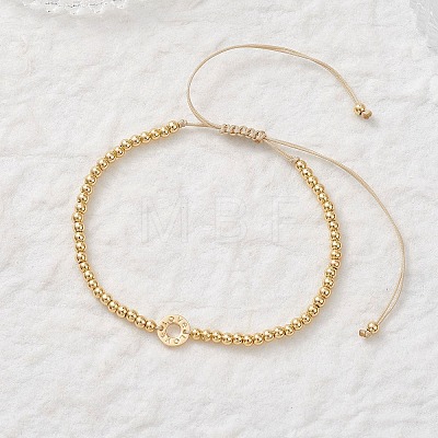 Brass Round Beads Braided Bead Bracelets BJEW-JB12888-01-1