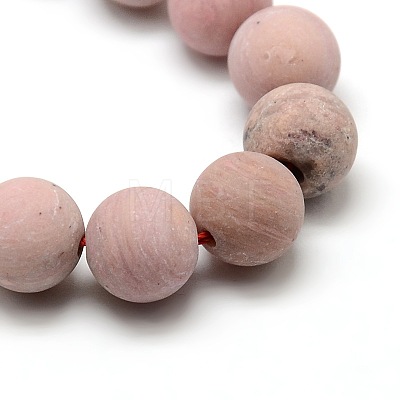 Frosted Natural Rhodonite Round Bead Strands G-M064-12mm-04-1