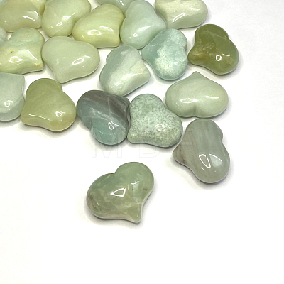 Natural Flower Amazonite Heart Palm Stone G-F659-A10-1