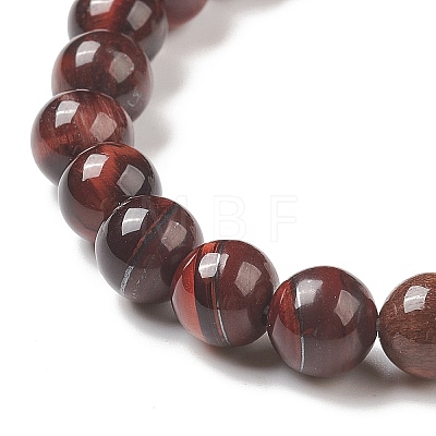 Natural Tiger Eye & Synthetic Hematite Stretch Bracelet BJEW-M236-01P-1