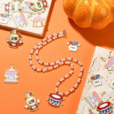 30Pcs 5 Styles Circus Theme Alloy Enamel Pendants ENAM-CJ0004-78-1